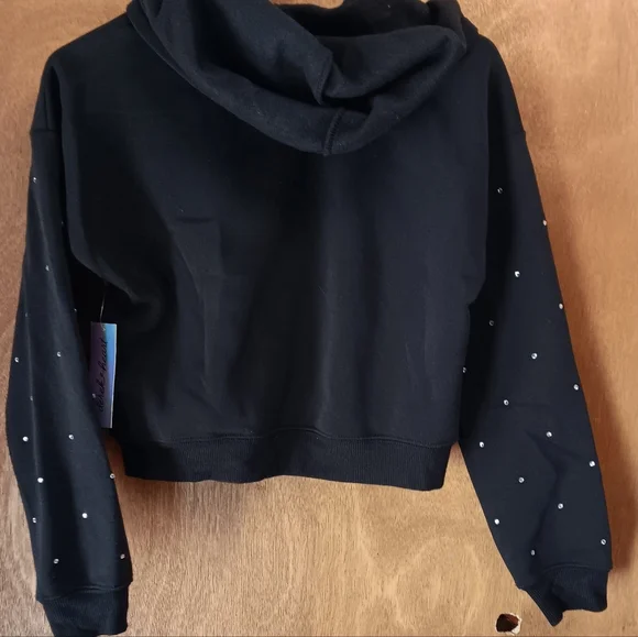 Derek Heart Black Crop Top Jacket with Sparkling Accents - Picture 3 of 3